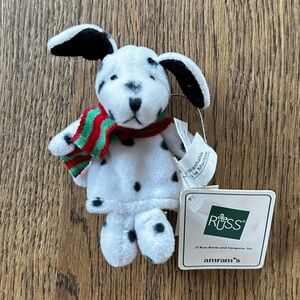 NWT Russ Plush Dalmatian Dog with Scarf Ornament Finger Puppet